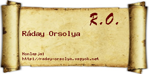 Ráday Orsolya névjegykártya